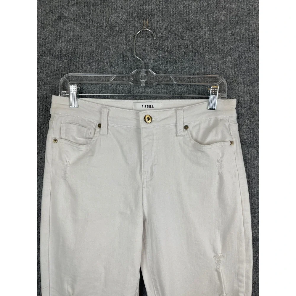 Pistola Skinny Jeans Women 29 White‎ Excellent Distressed Denim Pants